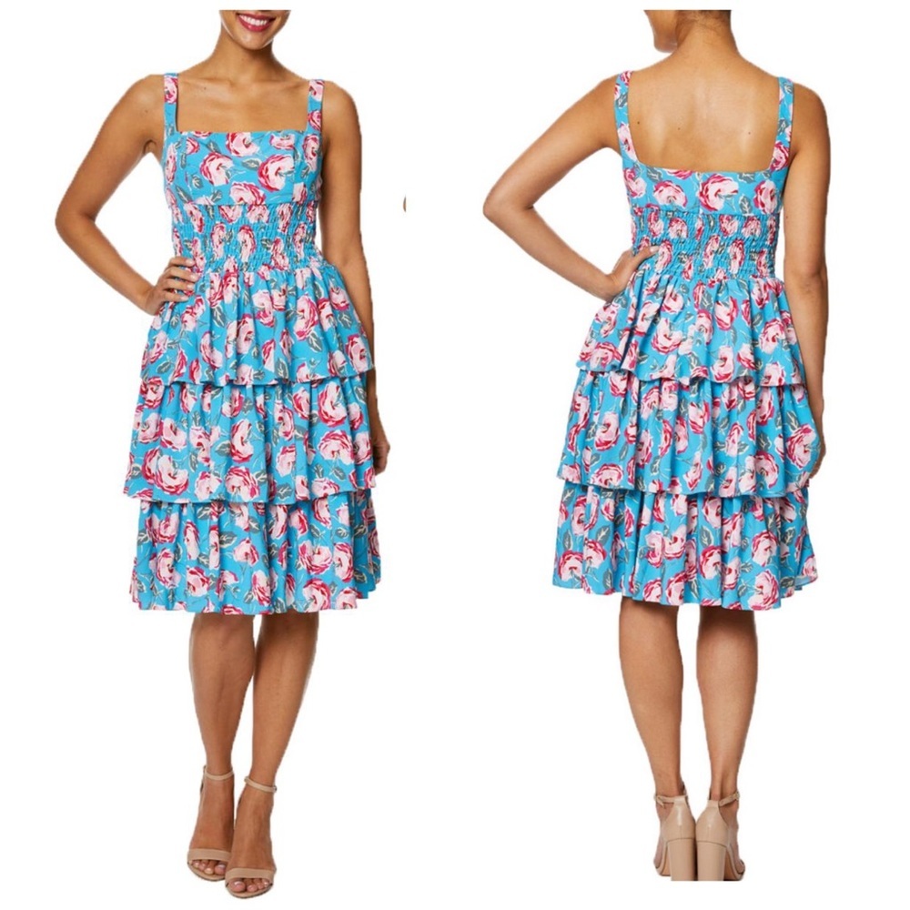 BETSEY JOHNSON | Floral Tiered Ruffle Dress
